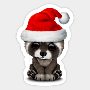 Christmas Raccoon Wearing a Santa Hat Sticker